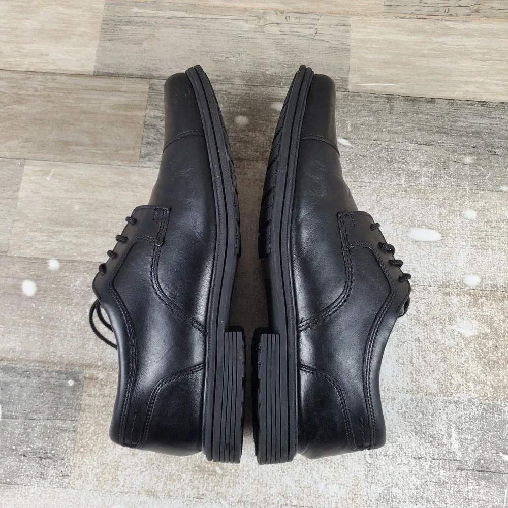 Rockport Taylor Mens Dress Shoes Sz 8 M Black Leather Waterproof Lace Up Cap Toe